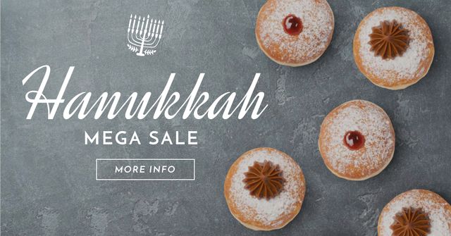 Happy Hanukkah greeting Facebook AD Tasarım Şablonu