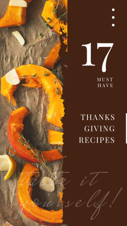 Ontwerpsjabloon van Instagram Story van roosteren thanksgiving pompoenen stukken