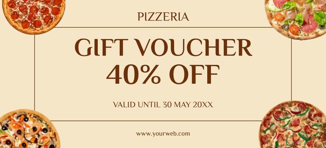 Gift Voucher for Discount at Pizzeria Coupon 3.75x8.25inデザインテンプレート
