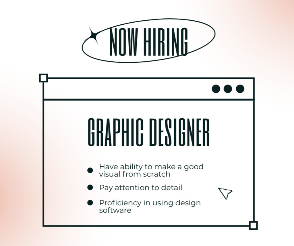 Designvorlage Graphic Designer Hiring Announcement für Facebook