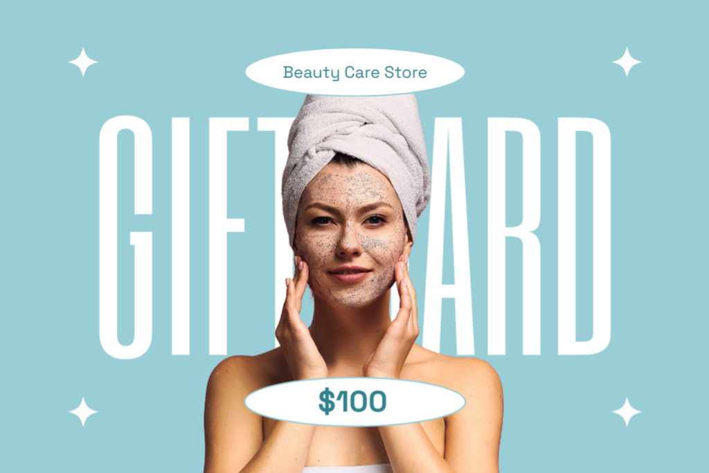 Skin Care Gift Voucher Offer in Blue Gift Certificate Design Template