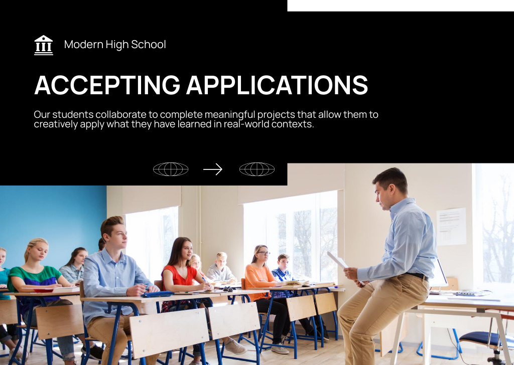 School Apply with Students in Class Flyer A6 Horizontal – шаблон для дизайну