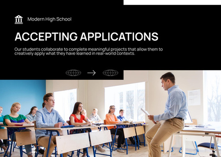 School Apply with Students in Class Flyer A6 Horizontal Design Template