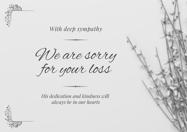 Card We are sorry for your loss Card tervezősablon