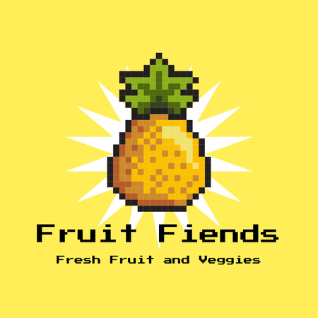 Fresh Fruits and Veggies Shop Yellow Animated Logoデザインテンプレート