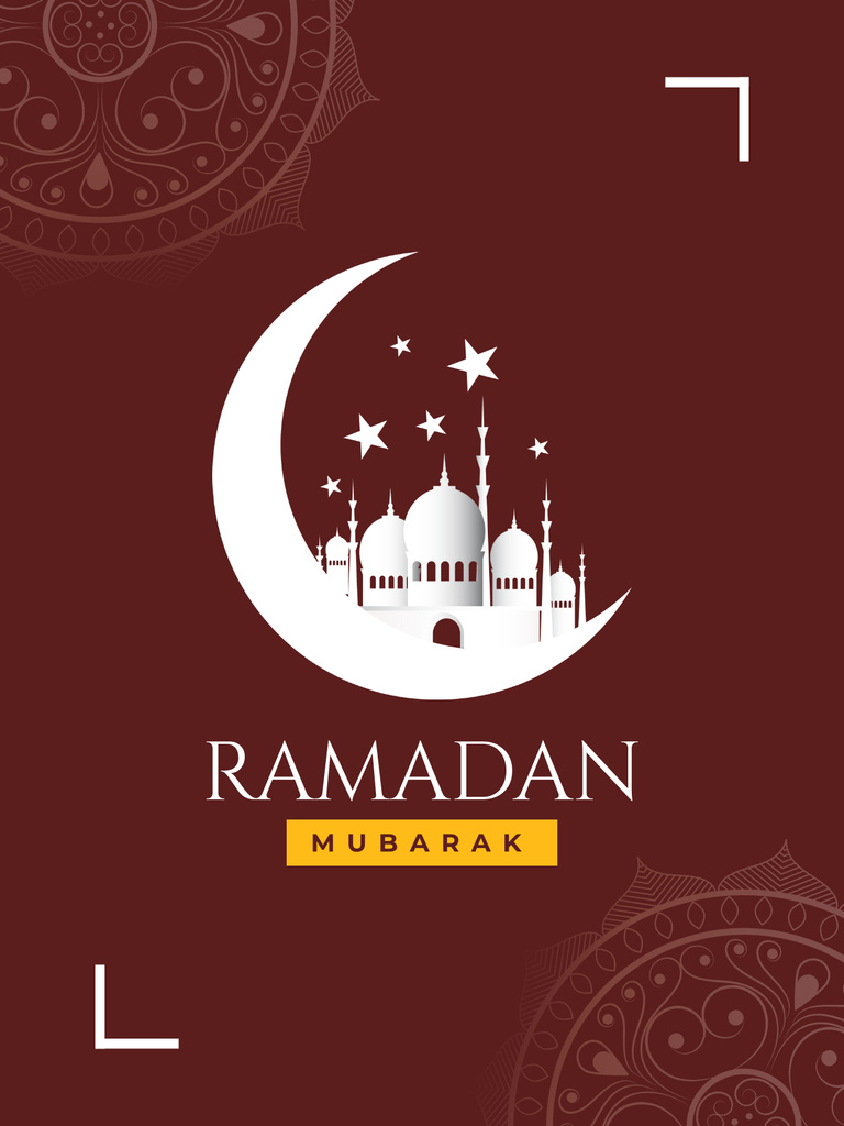 Beautiful Ramadan Greeting with Mosque Poster USデザインテンプレート