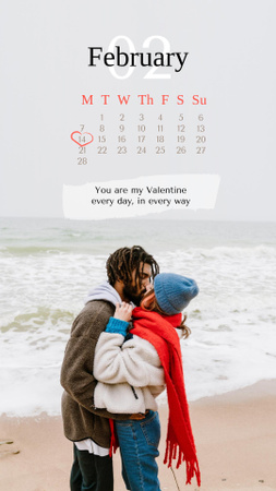Valentine's Day Holiday Celebration with Kissing Couple Instagram Story Design Template
