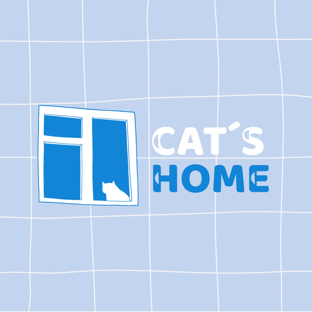 Animal Shelter Emblem with Cat in WIndow Logo Design Template