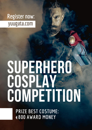 Superhero Cosplay Competition Announcement Poster Design Template