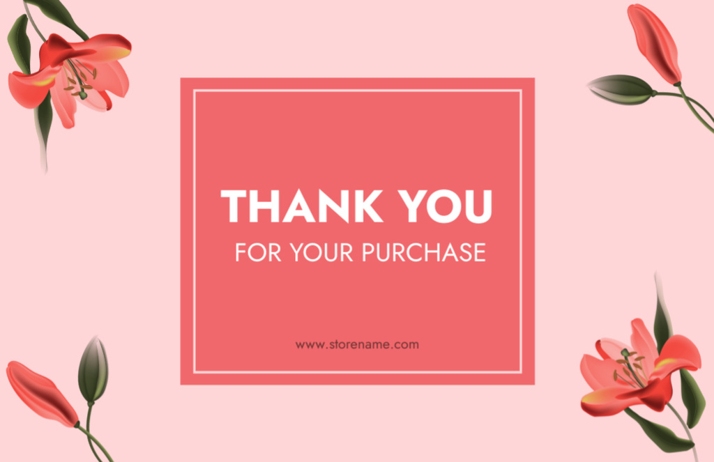 Thank You Message in Red Frame Thank You Card 5.5x8.5in Design Template