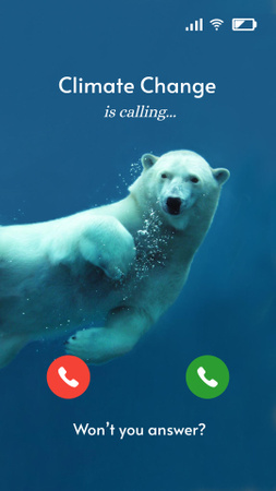 Climate Change Awareness with White Bear Underwater Instagram Story Tasarım Şablonu