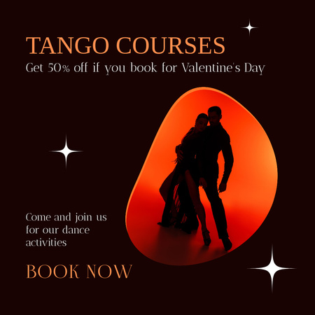 Offer Discounts on Tango Courses for Valentine's Day Instagram AD Design Template