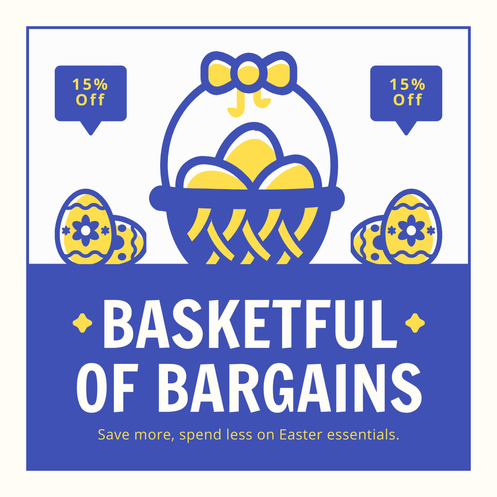 Easter Offer with Basket Full of Eggs Instagram AD Design Template