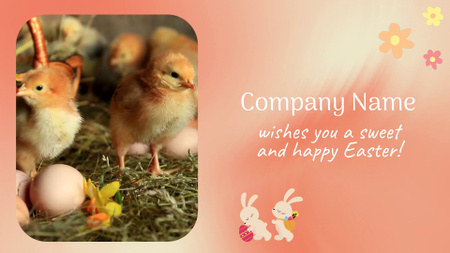 Cute Chickens And Eggs With Easter Greeting Full HD video Design Template