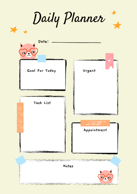 Designvorlage Daily Notes with Cute Cats für Schedule Planner
