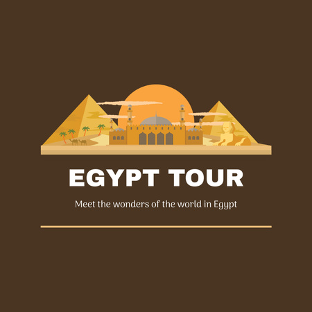 Egypt Tour Ad on Brown Animated Logo Design Template