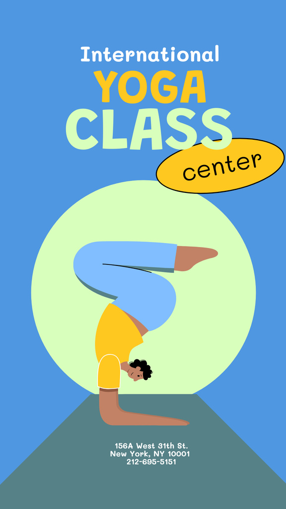 Yoga class cartoon illustrated Instagram Story – шаблон для дизайна