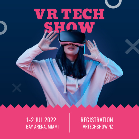 Event Ad with Woman in Virtual Reality Glasses Instagram AD Design Template