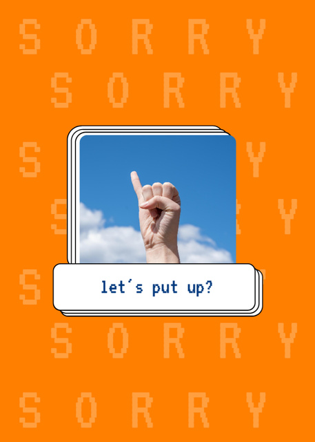 Plantilla de diseño de Cute Apology Phrase on Orange Postcard 5x7in Vertical 