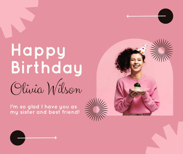 Happy Birthday to Birthday Girl in Pink Facebook Design Template