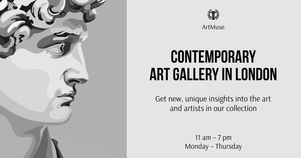 Contemporary Art Gallery Invitation Facebook ADデザインテンプレート