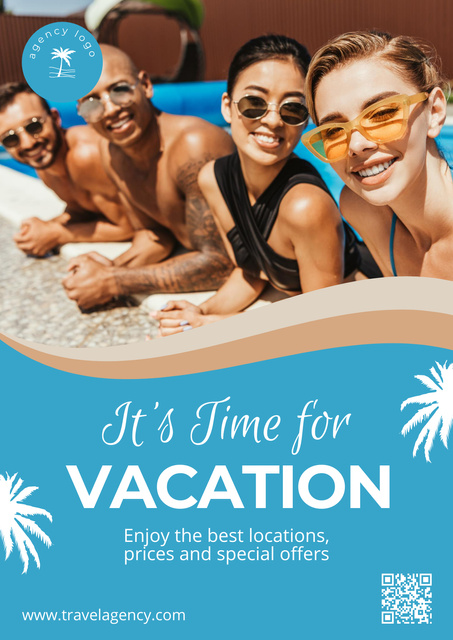 People on Summer Vacation Organized by Travel Agency Poster Tasarım Şablonu