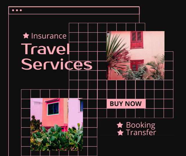Travel Offer with Cute Pink Houses Facebook – шаблон для дизайну