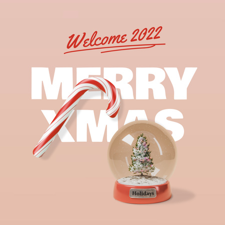 Christmas Greeting with Cute Glass Ball Instagram Design Template
