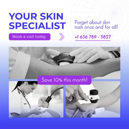 Professional Dermatologist Services Offer With Discount Animated Post Design Template