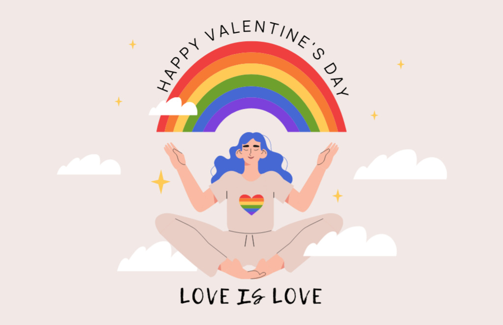 Designvorlage Bright Valentine's Day Greetings For Pride Community für Thank You Card 5.5x8.5in
