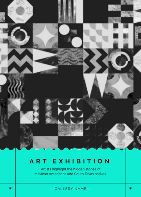 Contemporary Art Exhibition Announcement with Geometrical Pattern Postcard 5x7in Vertical Πρότυπο σχεδίασης