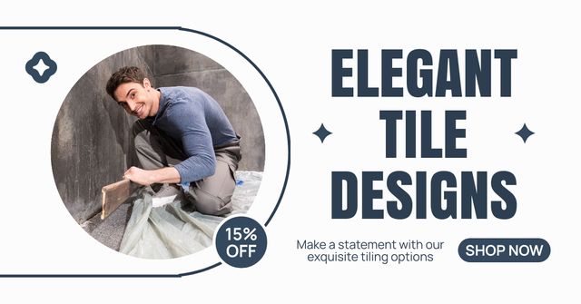 Ontwerpsjabloon van Facebook AD van Elegant Tiles Design And Installation With Discount