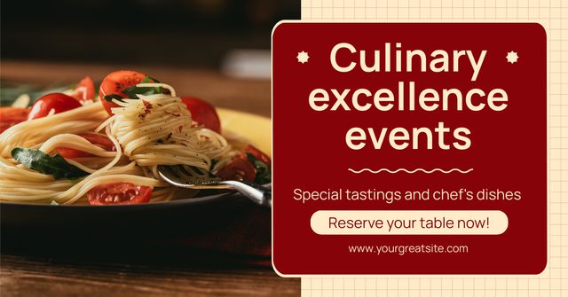 Ad of Culinary Excellence Events with Tasty Pasta Facebook AD Tasarım Şablonu