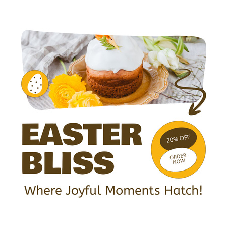 Easter Bliss Ad with Sweet Holiday Cake Instagram AD Design Template
