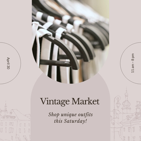 Vintage Market With Outfits And Dresses Animated Post Design Template