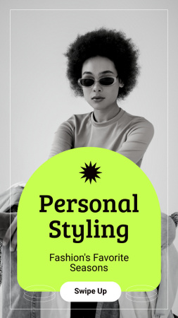 Modèle de visuel Annonce de services de style personnel avec une femme métisse à la mode - Instagram Story