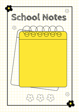 School Notes in Yellow Notebook Schedule Planner Design Template