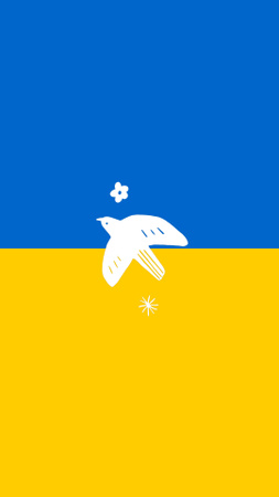 ウクライナの旗の近くに飛ぶ鳩 Instagram Highlight Coverデザインテンプレート