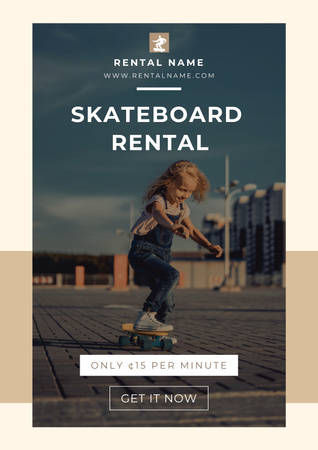 Skateboard Rental Announcement Poster Design Template