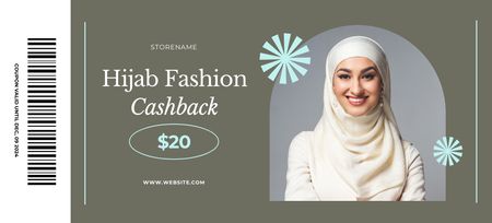 Designvorlage Rabatt auf Hijab-Mode für Coupon 3.75x8.25in