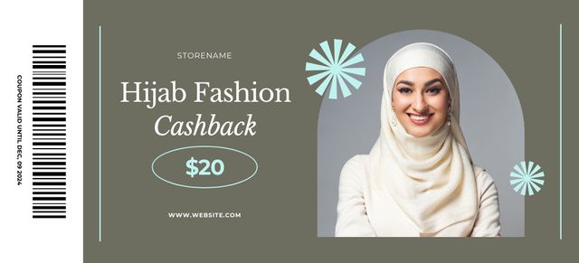 Hijab Fashion Discount Coupon 3.75x8.25in tervezősablon