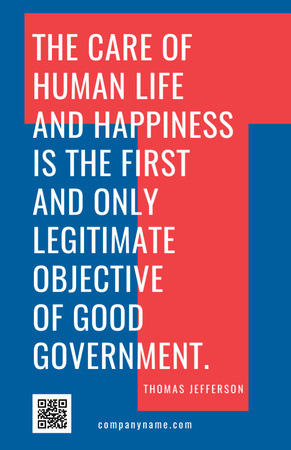 Government Quote With Letter In Blue Invitation 5.5x8.5in Design Template