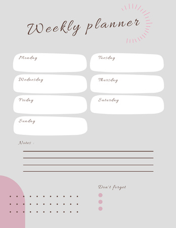 Simple Weekly Planner Notepad 8.5x11in Design Template