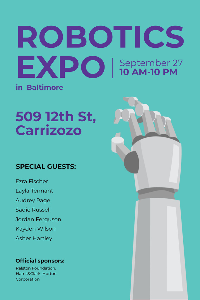 Ontwerpsjabloon van Pinterest van Robotics expo in Baltimore