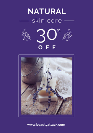 Natural Skincare Products Sale Offer in Purple Frame Poster 28x40inデザインテンプレート