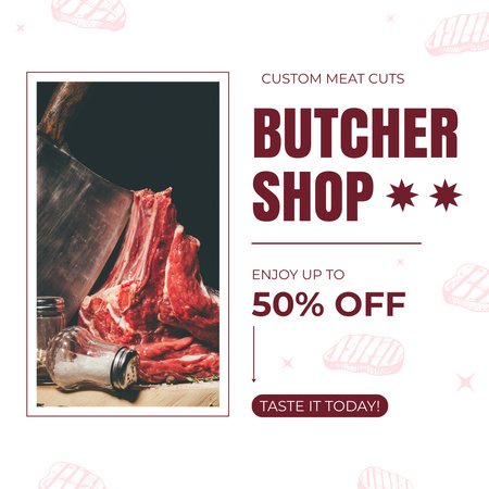 Fresh Custom Meat in Local Market Instagram AD Design Template