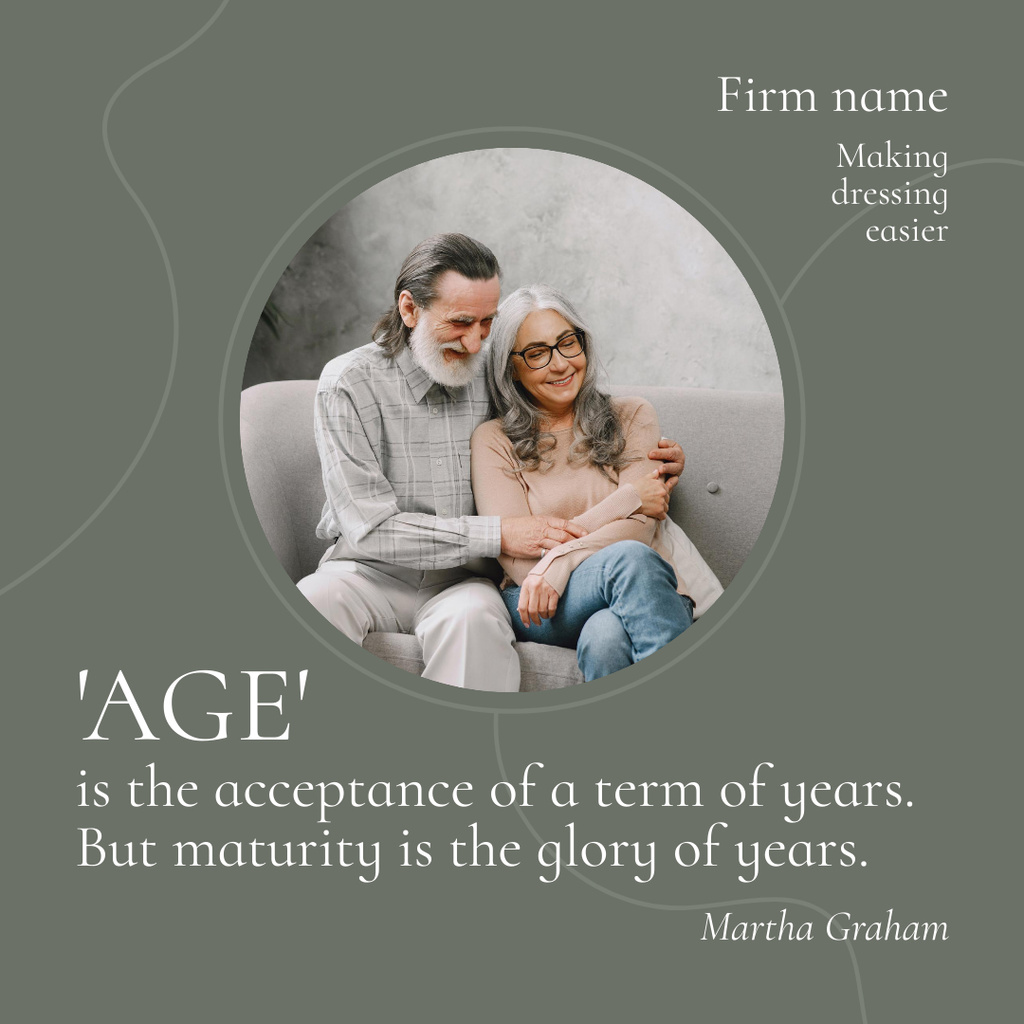 Citation about Age with Beautiful Senior Couple Instagram Design Template