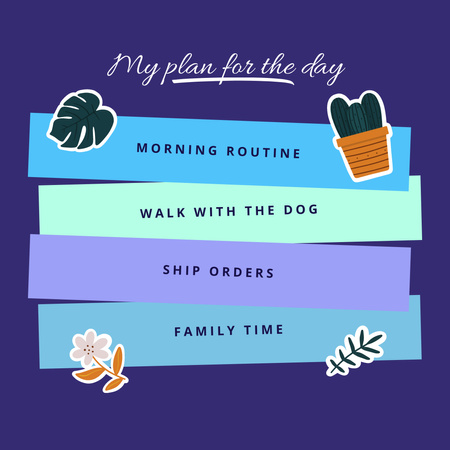Plan for Day on Blue and Purple Cartoon Instagram Design Template