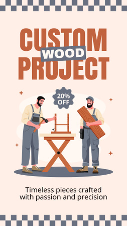 Чудова послуга виготовлення дерев’яних меблів зі знижкою Instagram Story – шаблон для дизайну