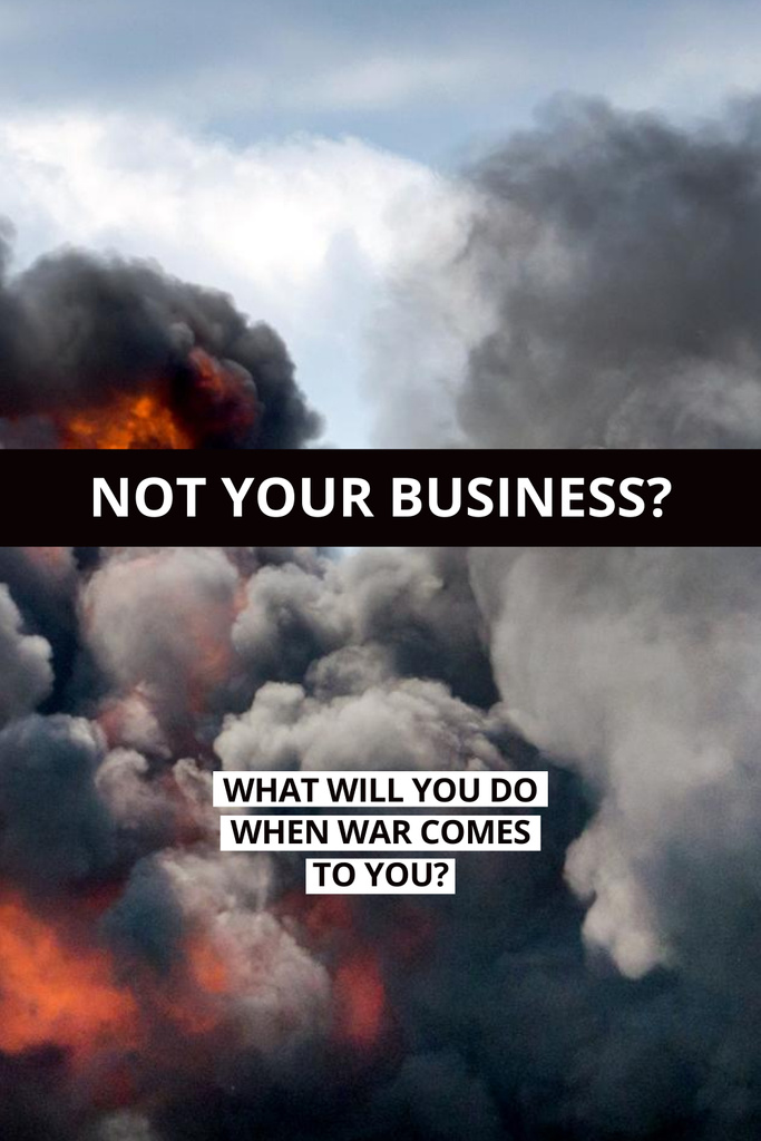 Ontwerpsjabloon van Pinterest van Awareness about War in Ukraine And Smoke From Fire In Sky